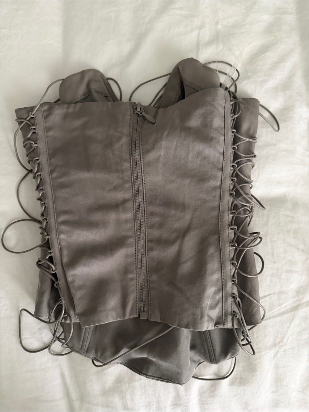 House of CB Taupe Lace-Up Satin Corset Crop Top - Picture 6 of 6